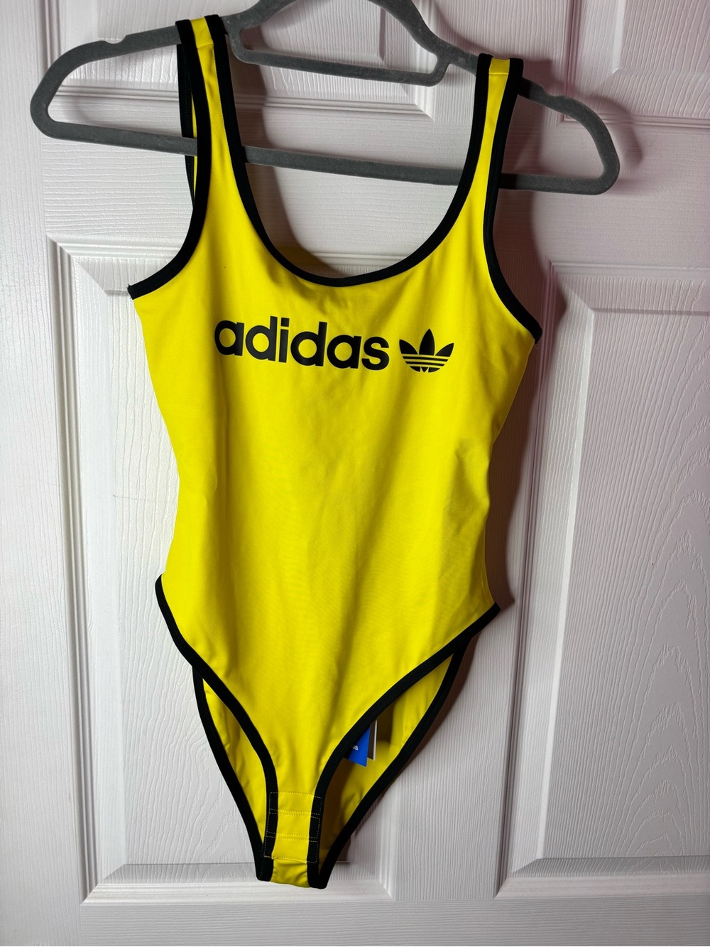 adidas Linear Logo Bodysuit Yellow Black NWT Size S